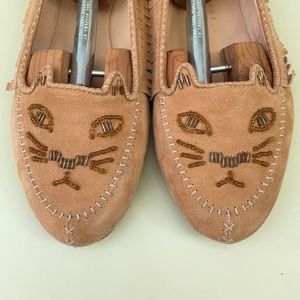 Charlotte Olympia Kitty Suede Moccasin Sz 37
